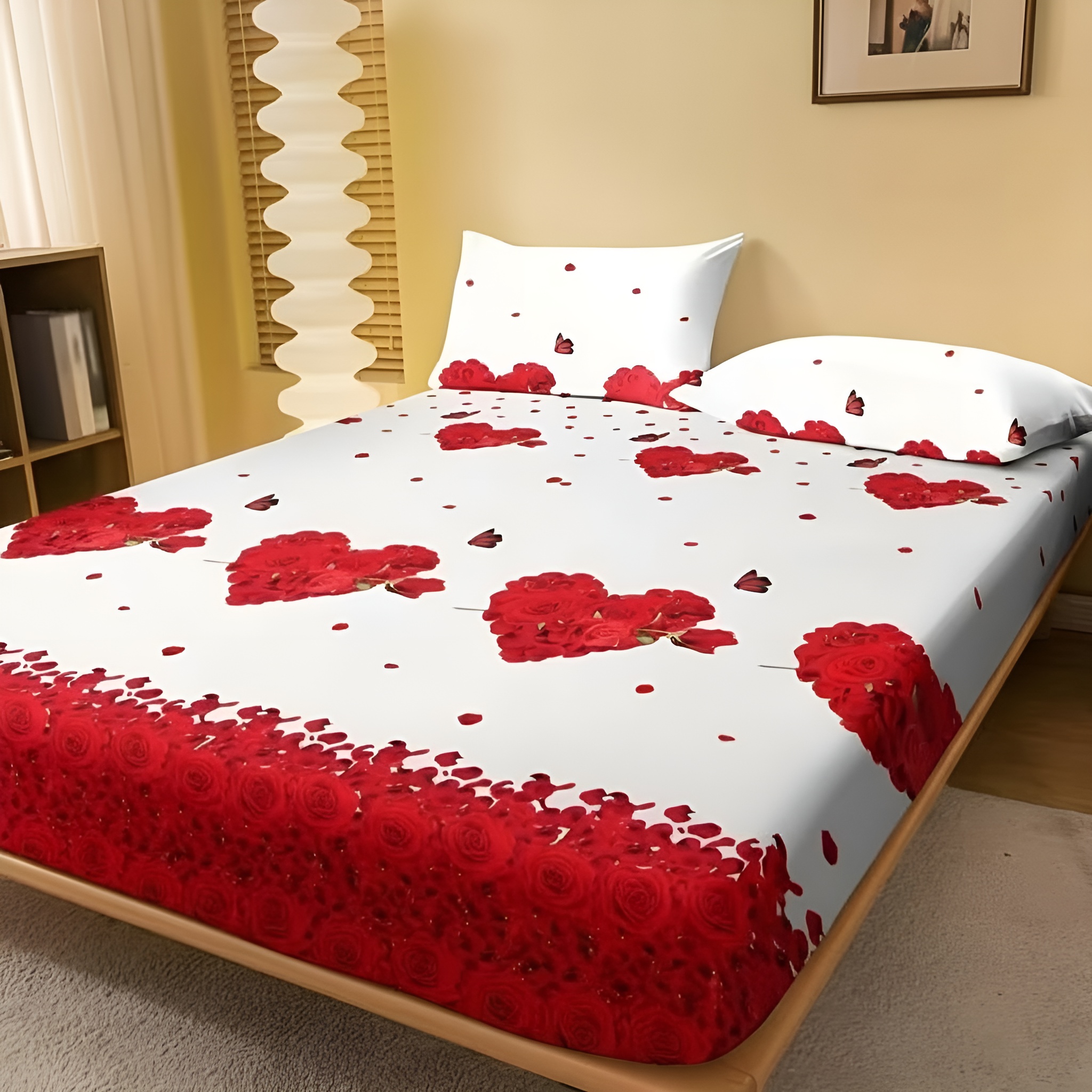Comfortable Floral Design Fitted Bed Sheet For Bedroom