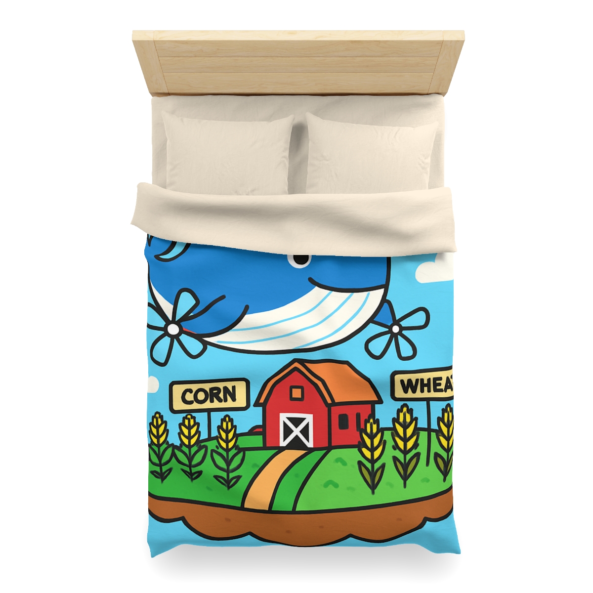 Windmill Whale Above The Floating Farm designer printed duvets