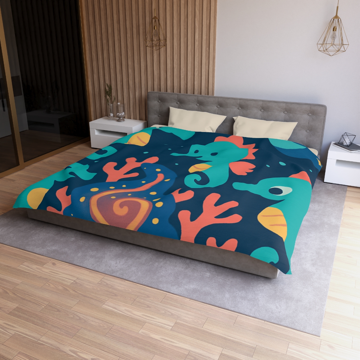 Cosmic Coral Carnival custom duvets