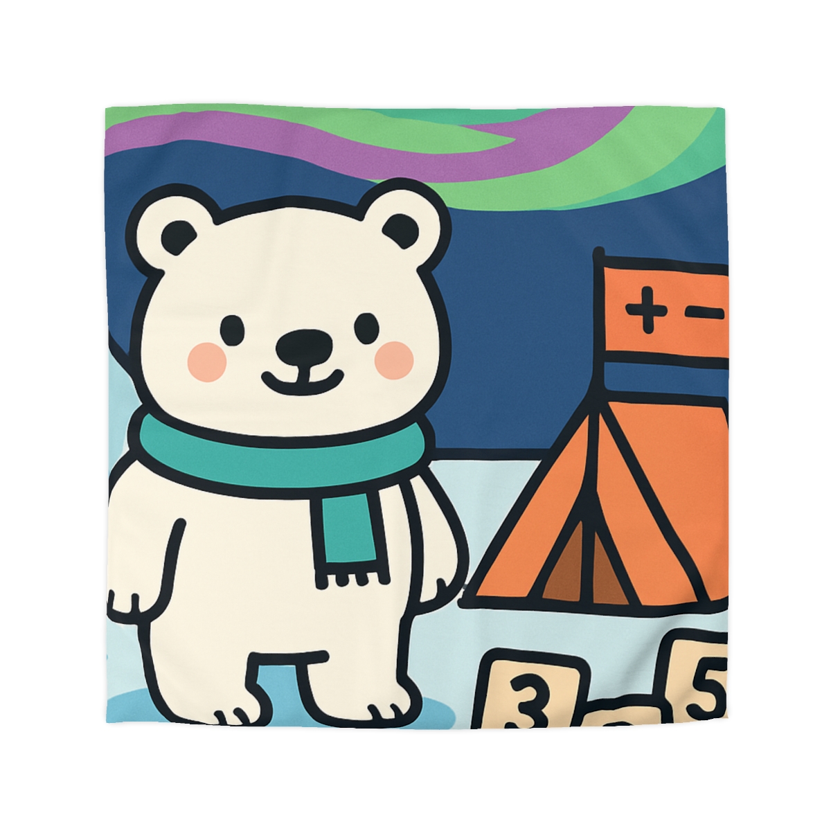 Polar Bear Aurora Math Camp stylish duvet covers