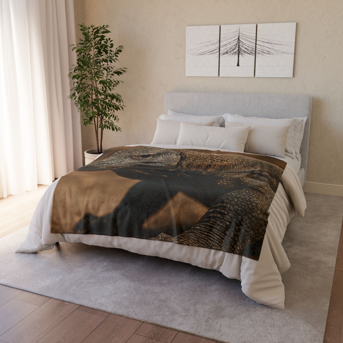 Ancient Sentinel Komodo Dragon stylish throw blankets