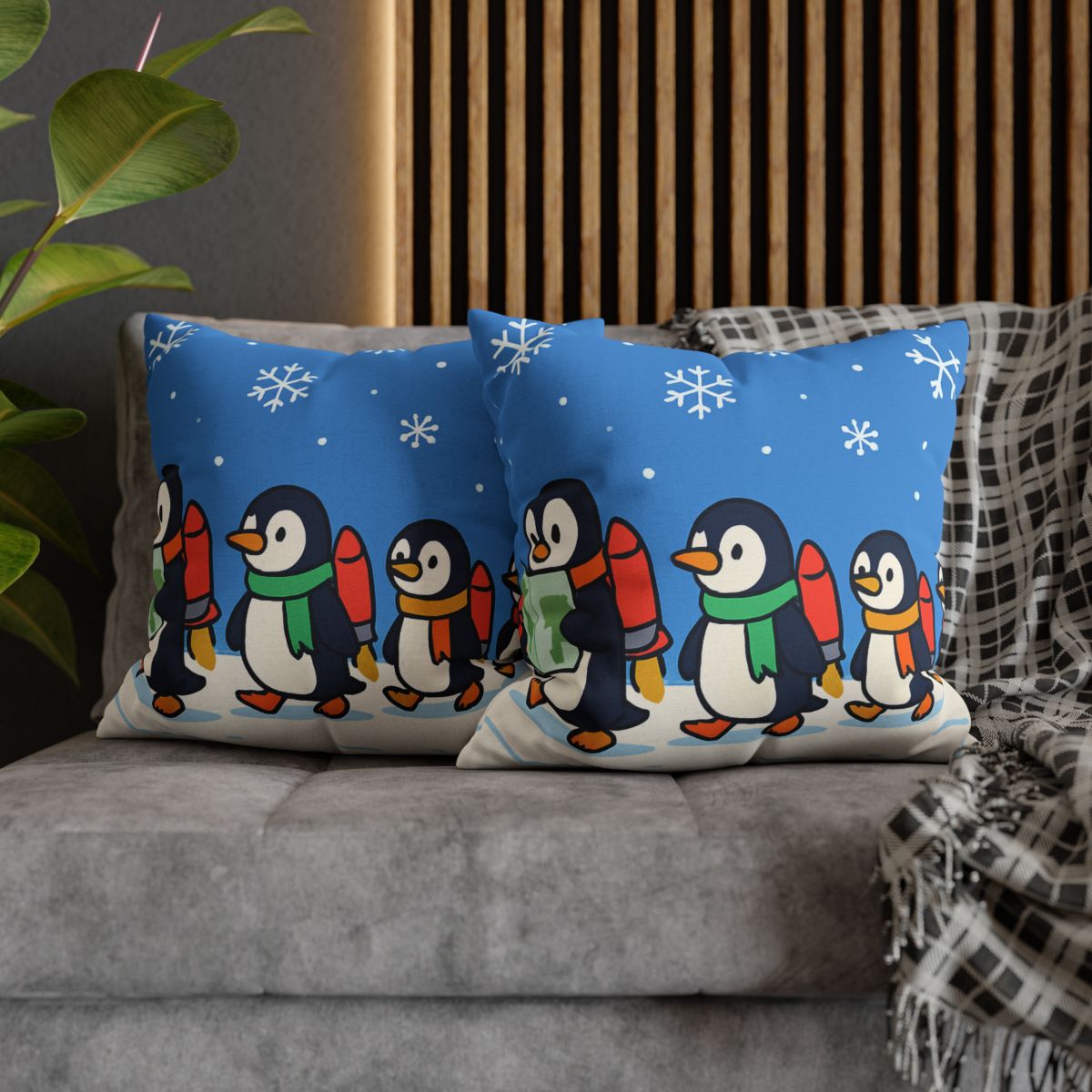 Rocket Penguin Parade unique gift pillow cases