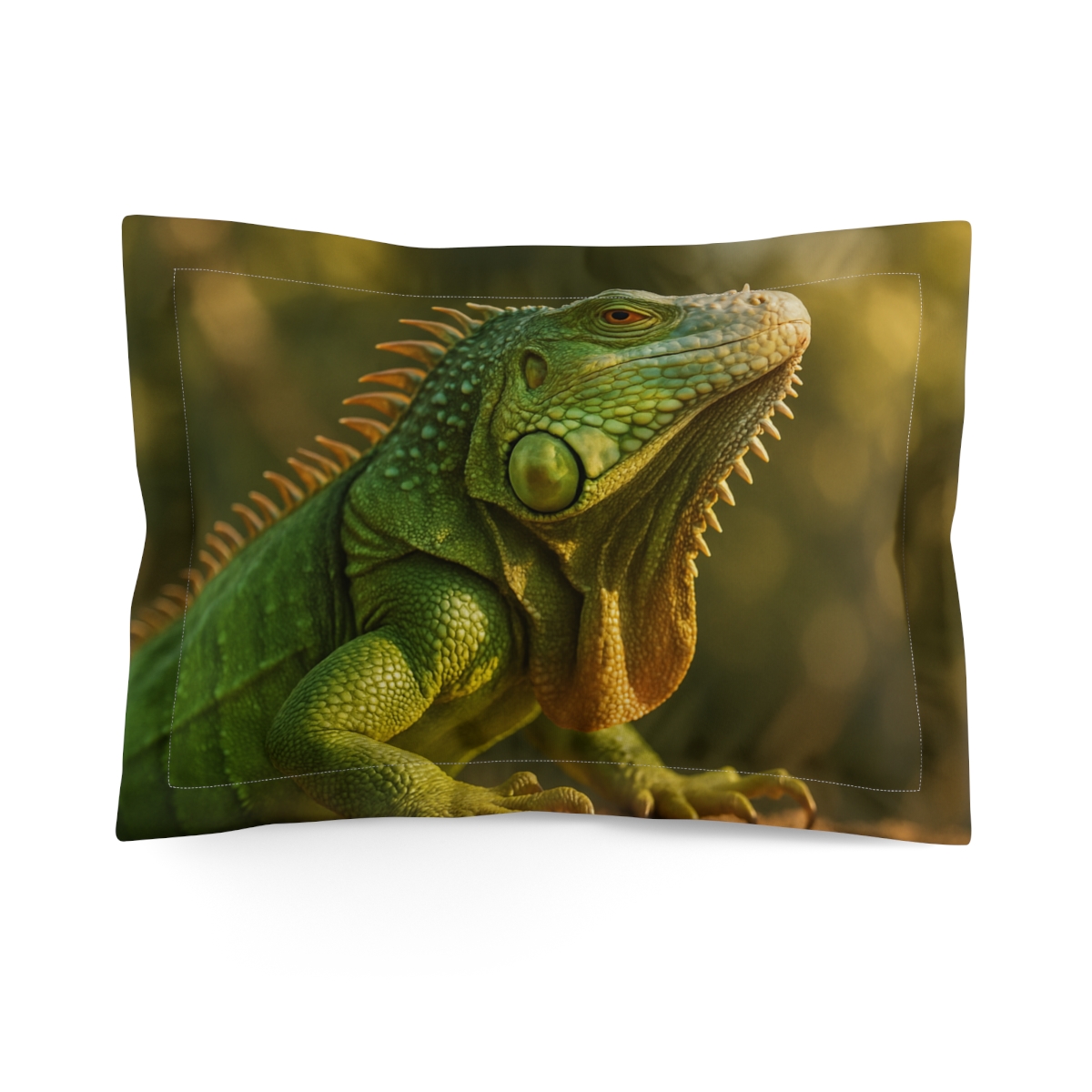 Sunlit Armor Green Iguana designer printed pillows