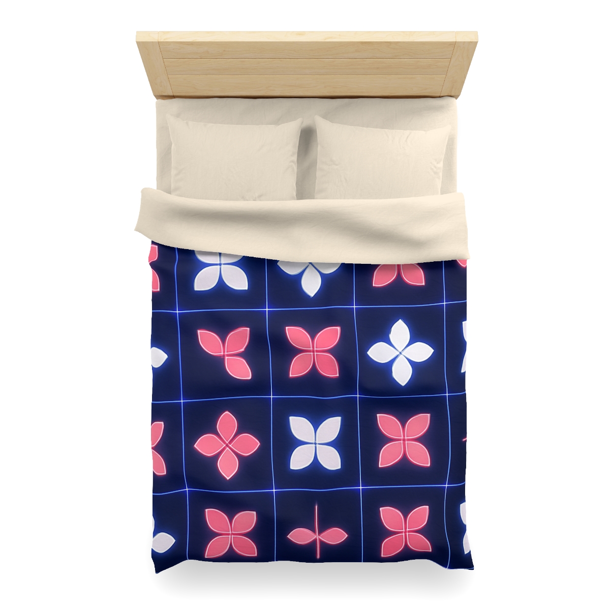 Quantum Blossom Grid designer printed duvets