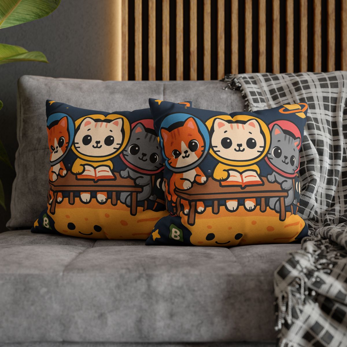 Comet Classroom With Curious Kittens custom pillow cases
