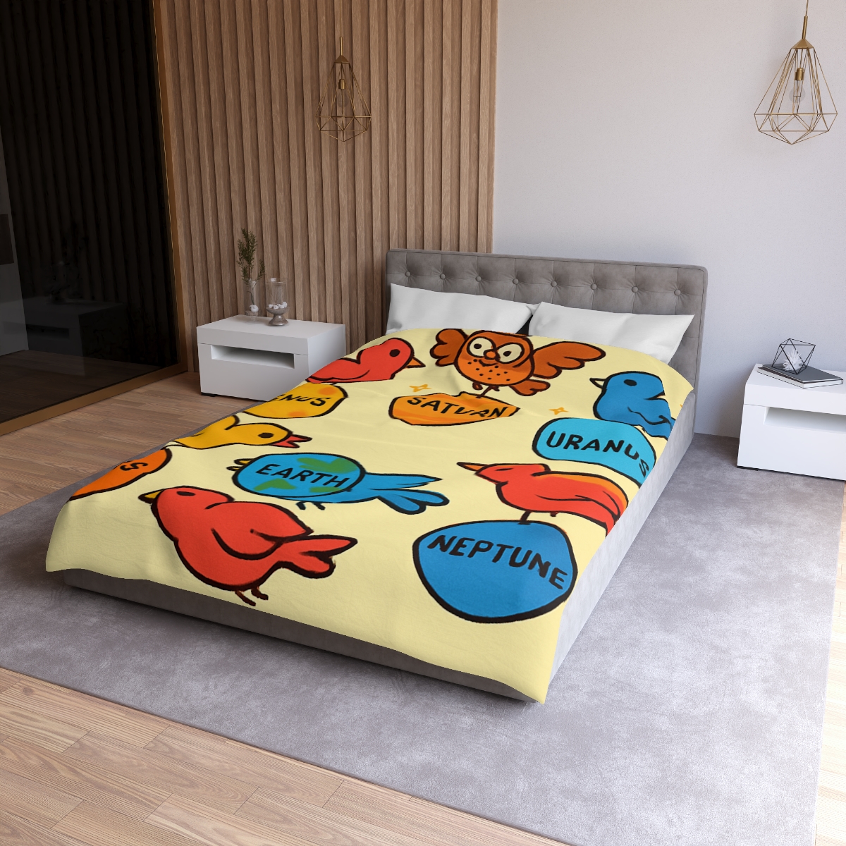 Solar System Circus Of Birds unique patterned duvets