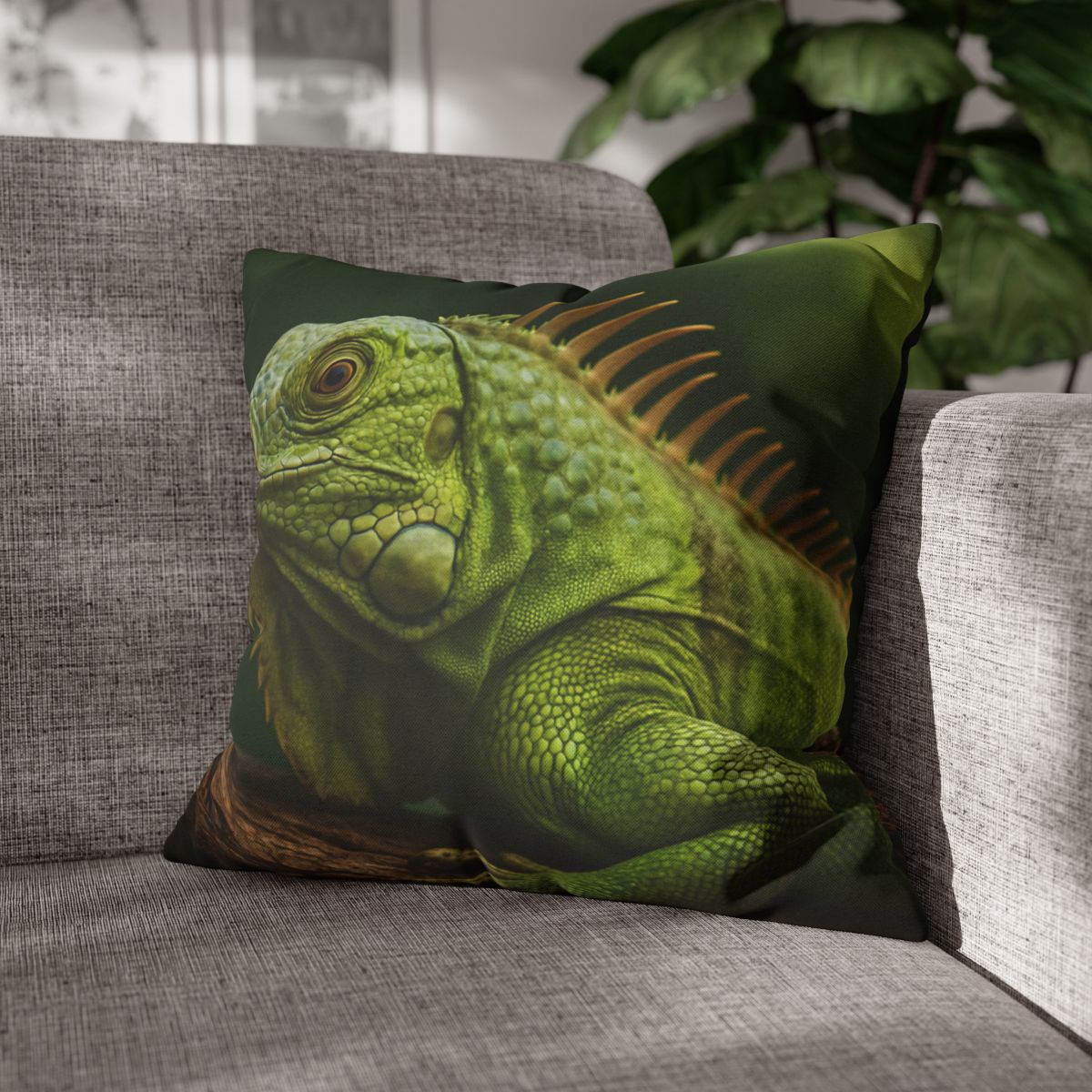 Verdant Gaze Green Iguana soft cotton pillow cases