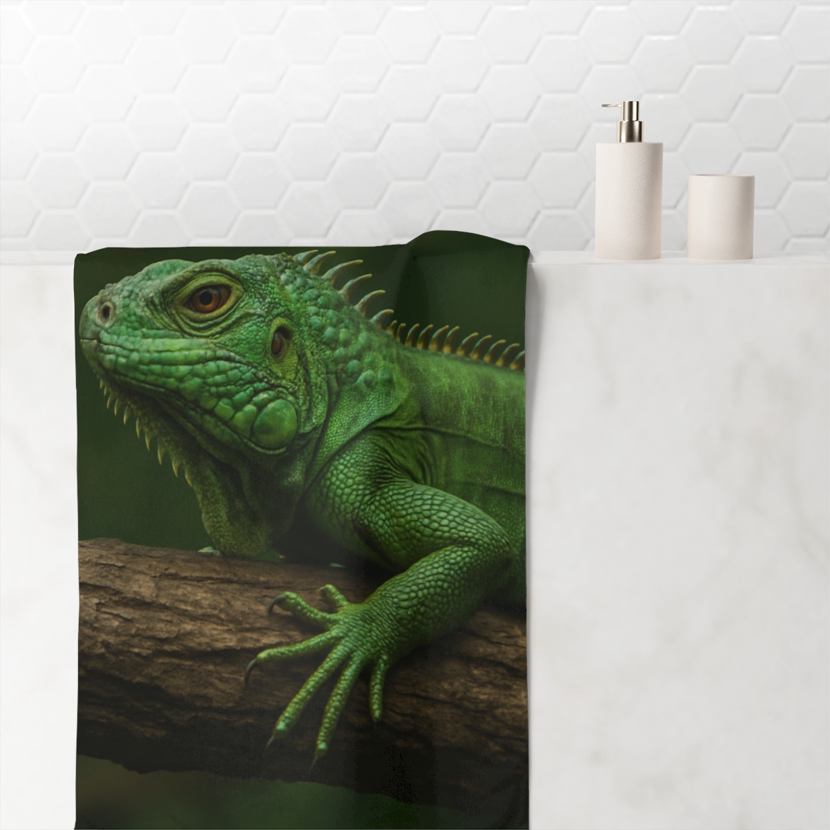 Emerald Drift Green Iguana unique gift towels