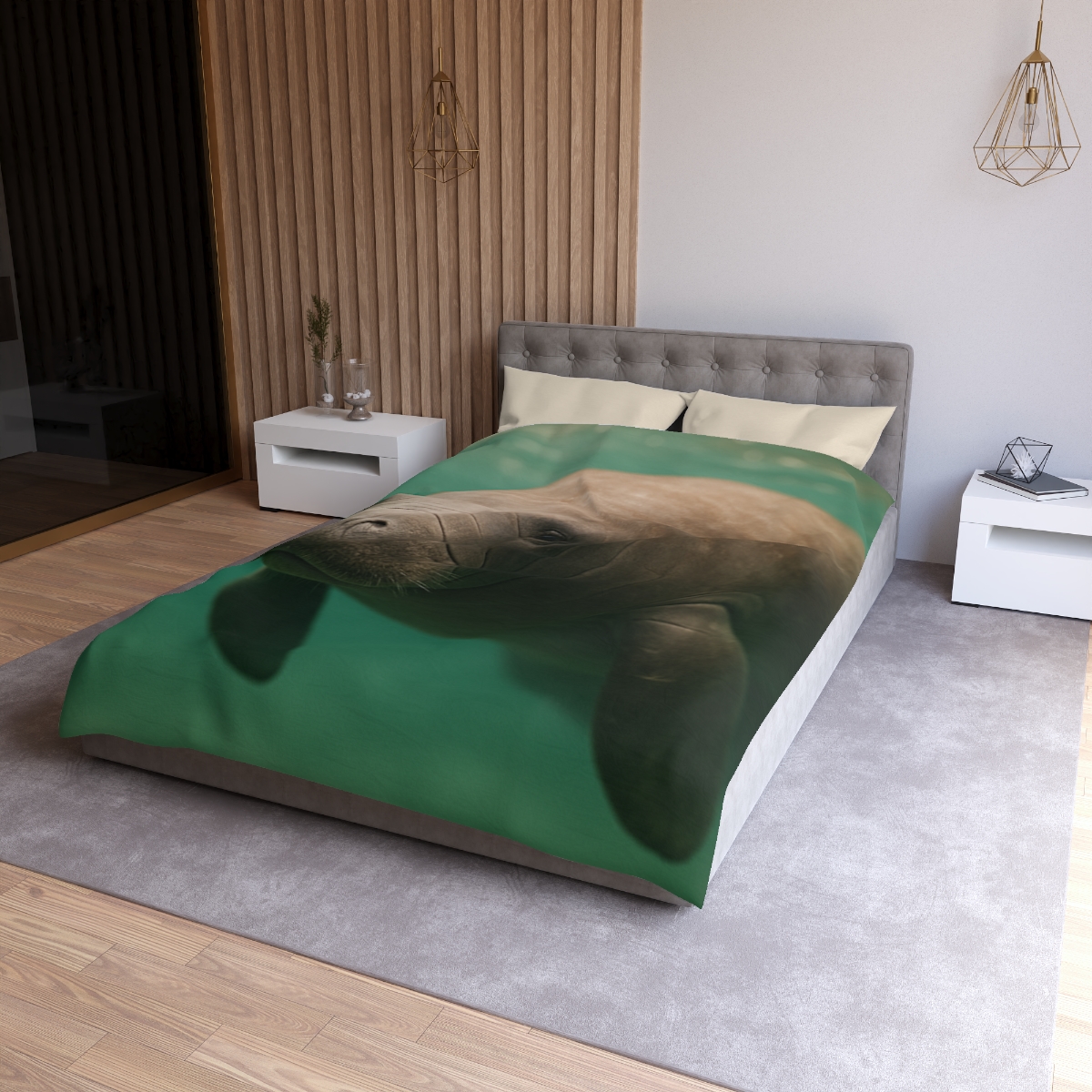 Glasswater Drifter West Indian Manatee unique patterned duvets