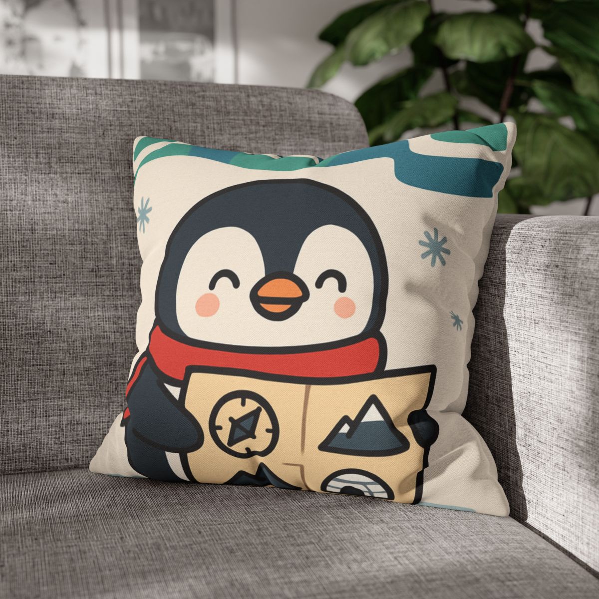 Polar Lights Penguin Map Quest comfortable bedding pillow covers
