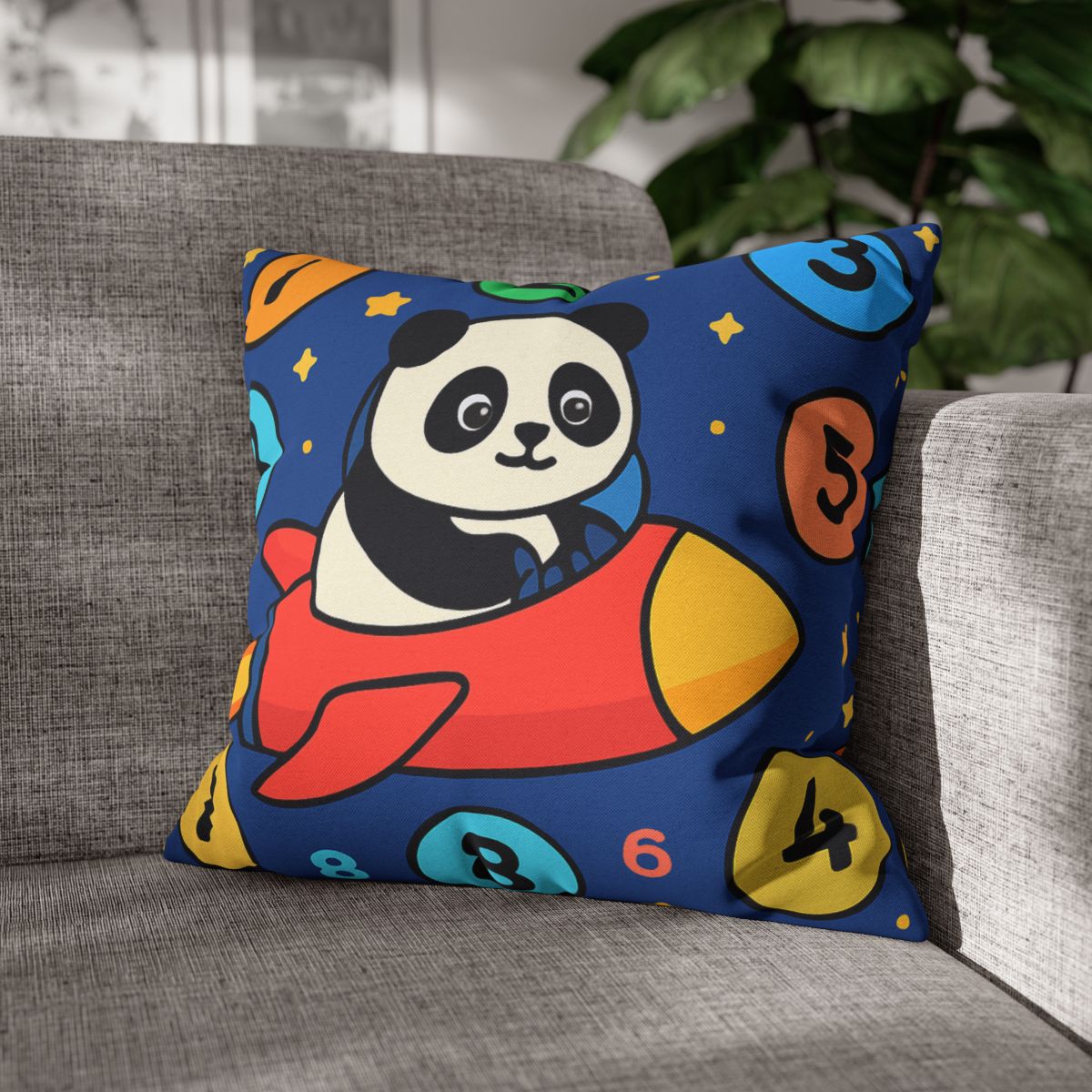 Rocket Panda And The Number Planets designer print pillow cases