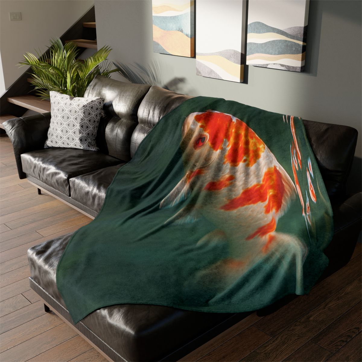 Crystal Current Koi Fish soft fleece blankets