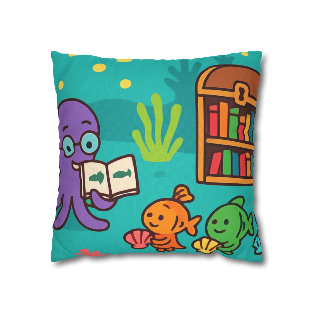 Coral Reef Library With The Octopus Librarian unique gift pillow cases