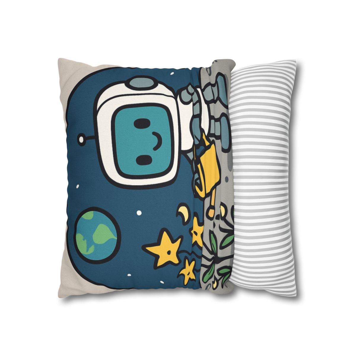 Moon Garden Robot And Space Sprouts designer print pillow cases