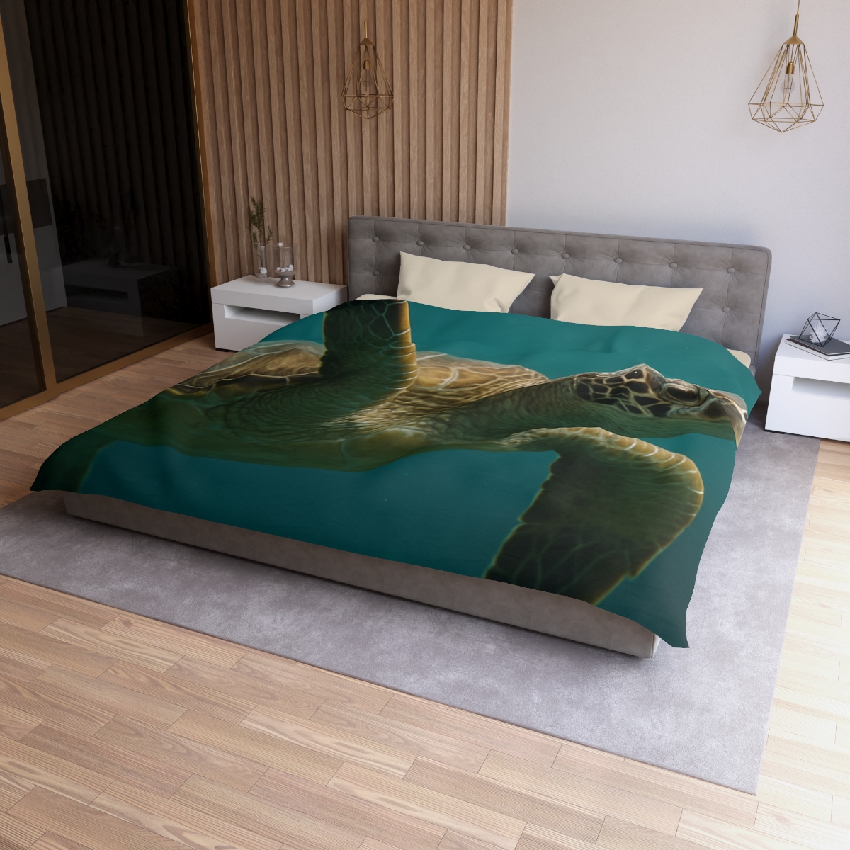 Nebula Glide Green Sea Turtle trendy bedroom duvets