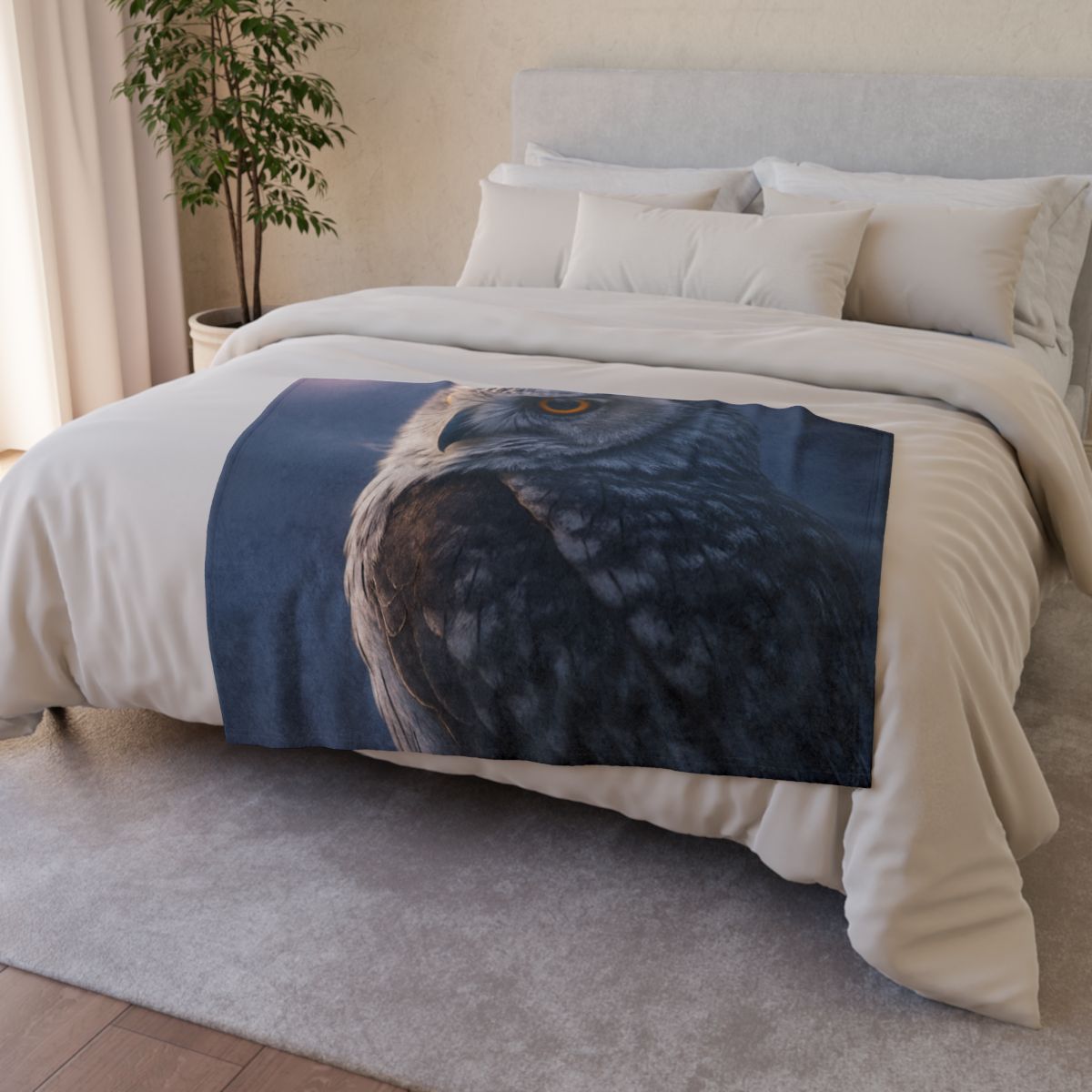 Twilight Watcher Snowy Owl soft fleece blankets