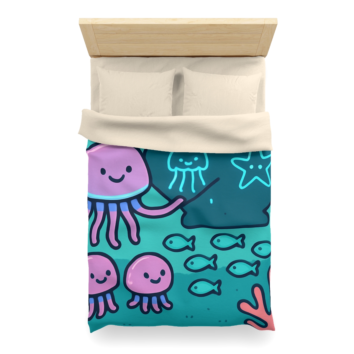 Bioluminescent Reef School With Glow Jellyfish personalized bedding duvets