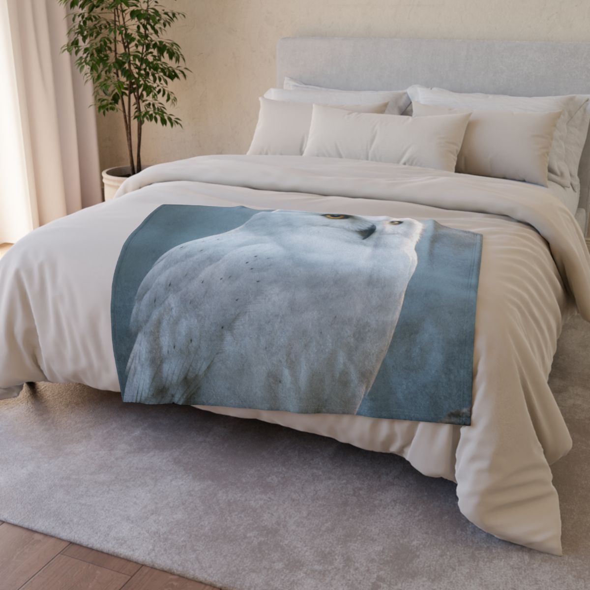 Twilight Watcher Snowy Owl soft fleece blankets