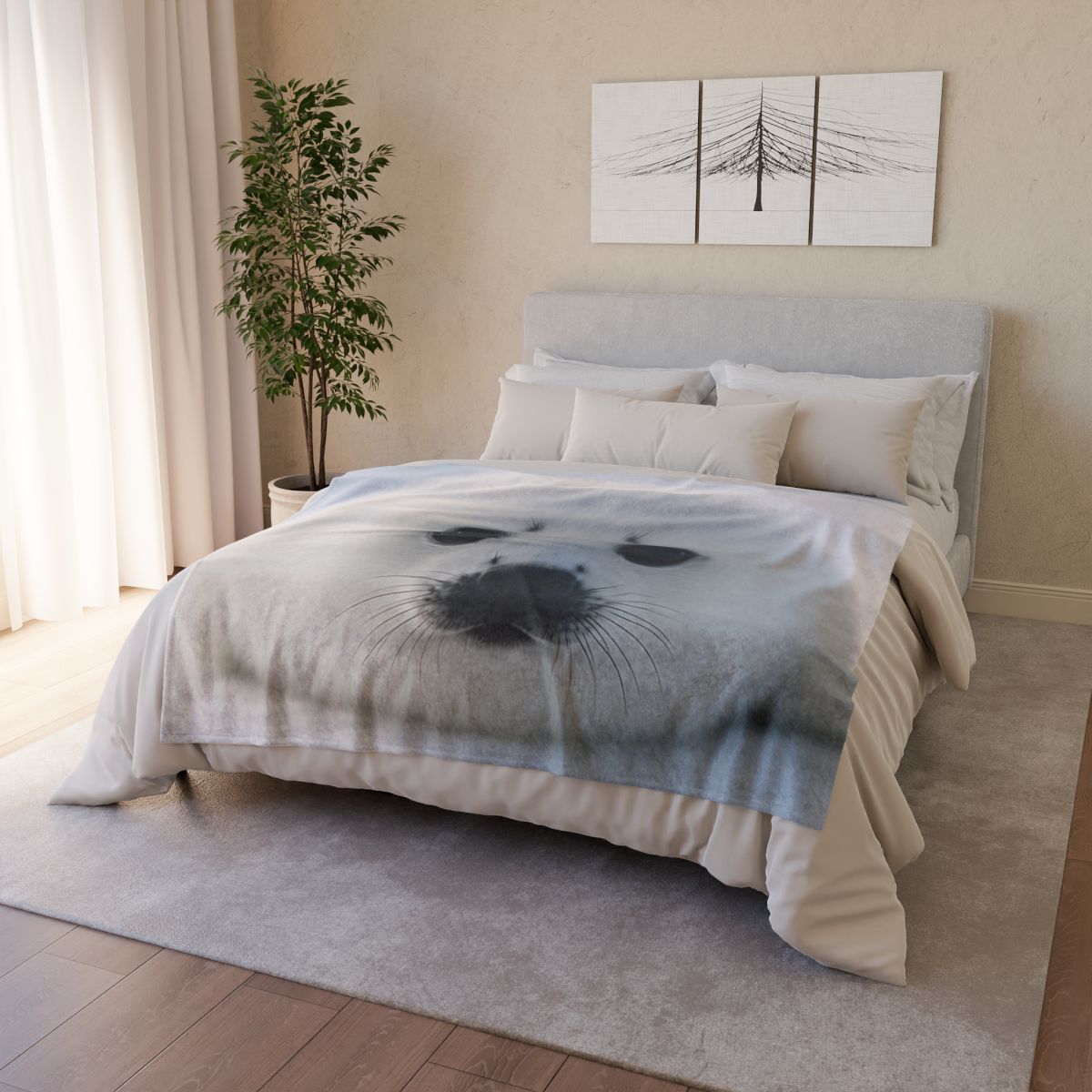 Snow Dream Harp Seal Pup personalized cozy blankets