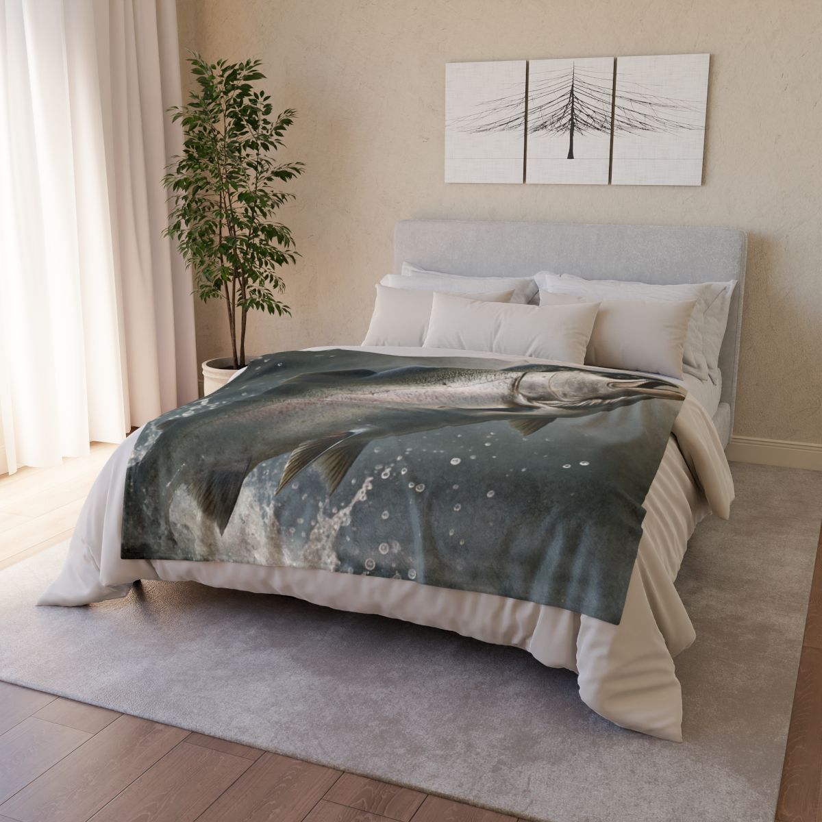 Silver Surge Chinook Salmon personalized cozy blankets