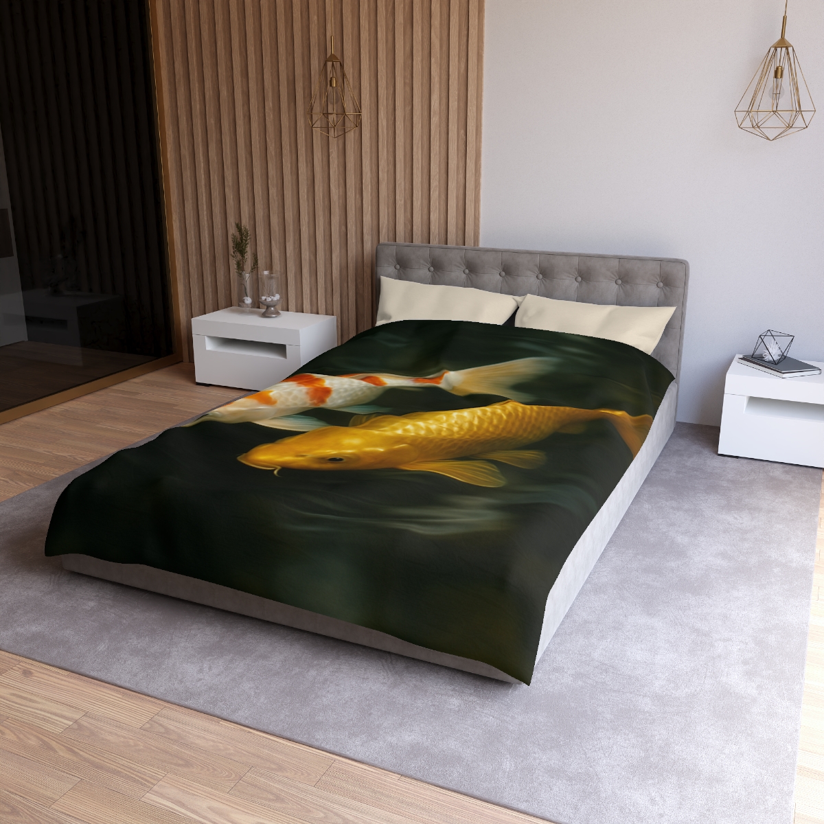 Golden Drift Koi Pair soft comforter duvets
