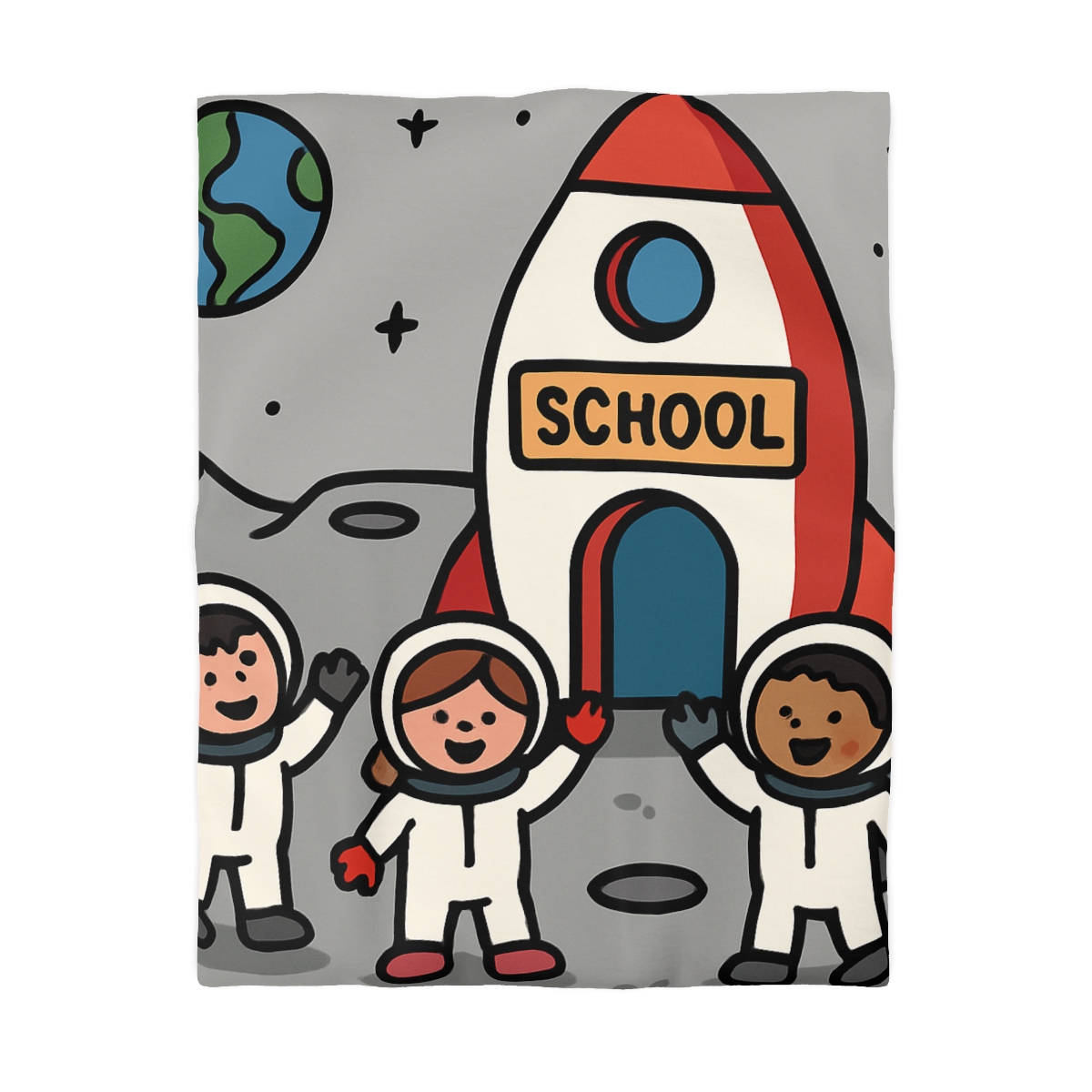 Rocket School On The Moon stylish duvet covers