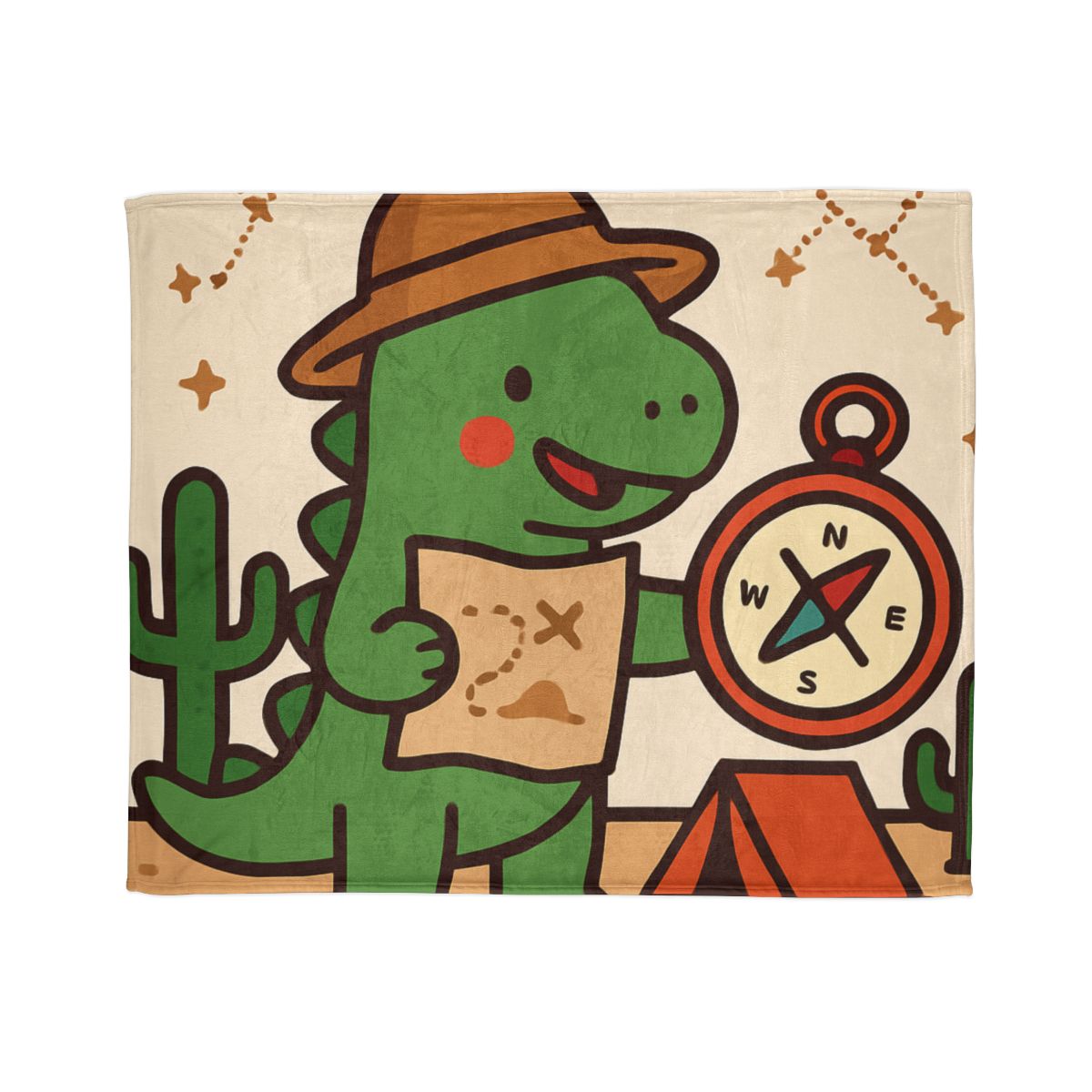 Desert Dino Map Quest With Compass And Constellations decorative home blankets