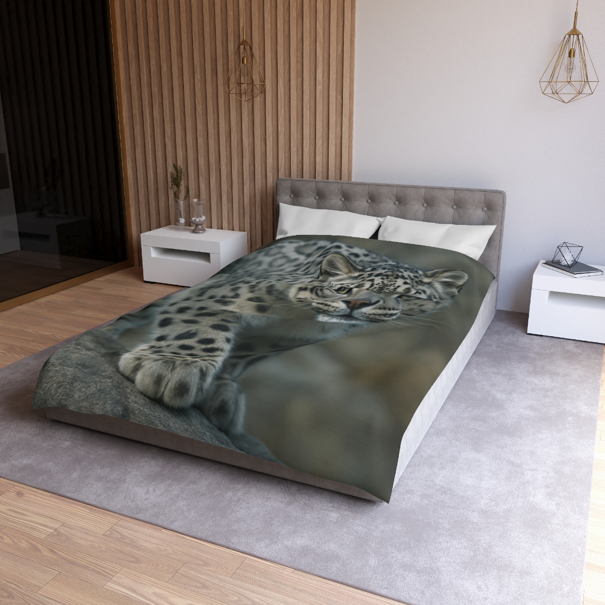 Starlit Sprint Snow Leopard soft comforter duvets