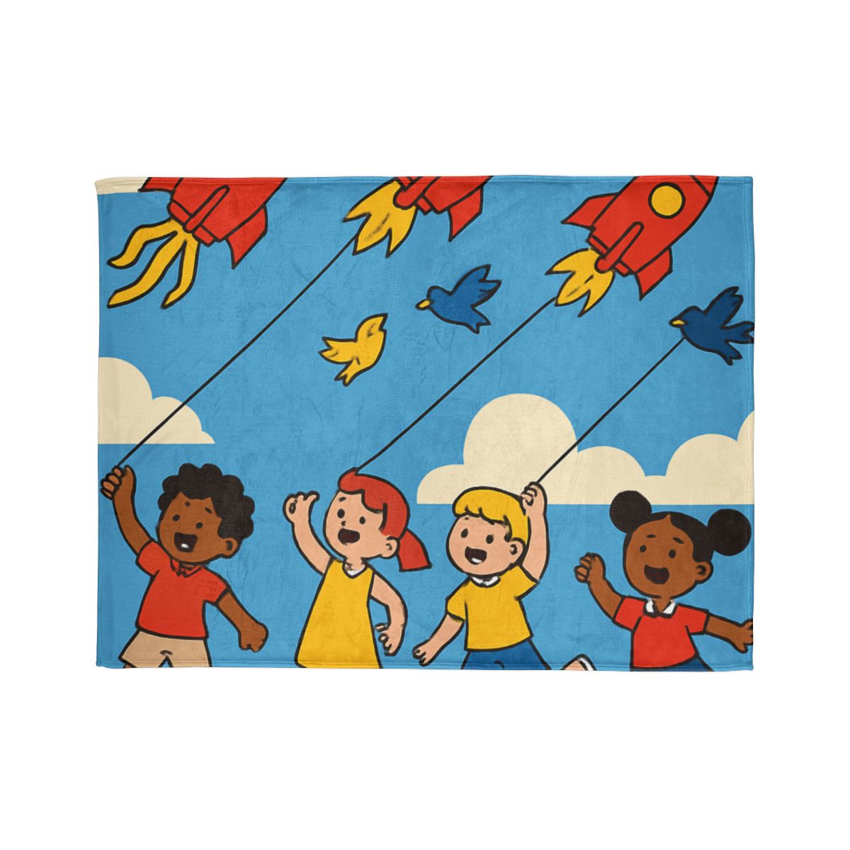 Rocket Kite Race trendy patterned blankets