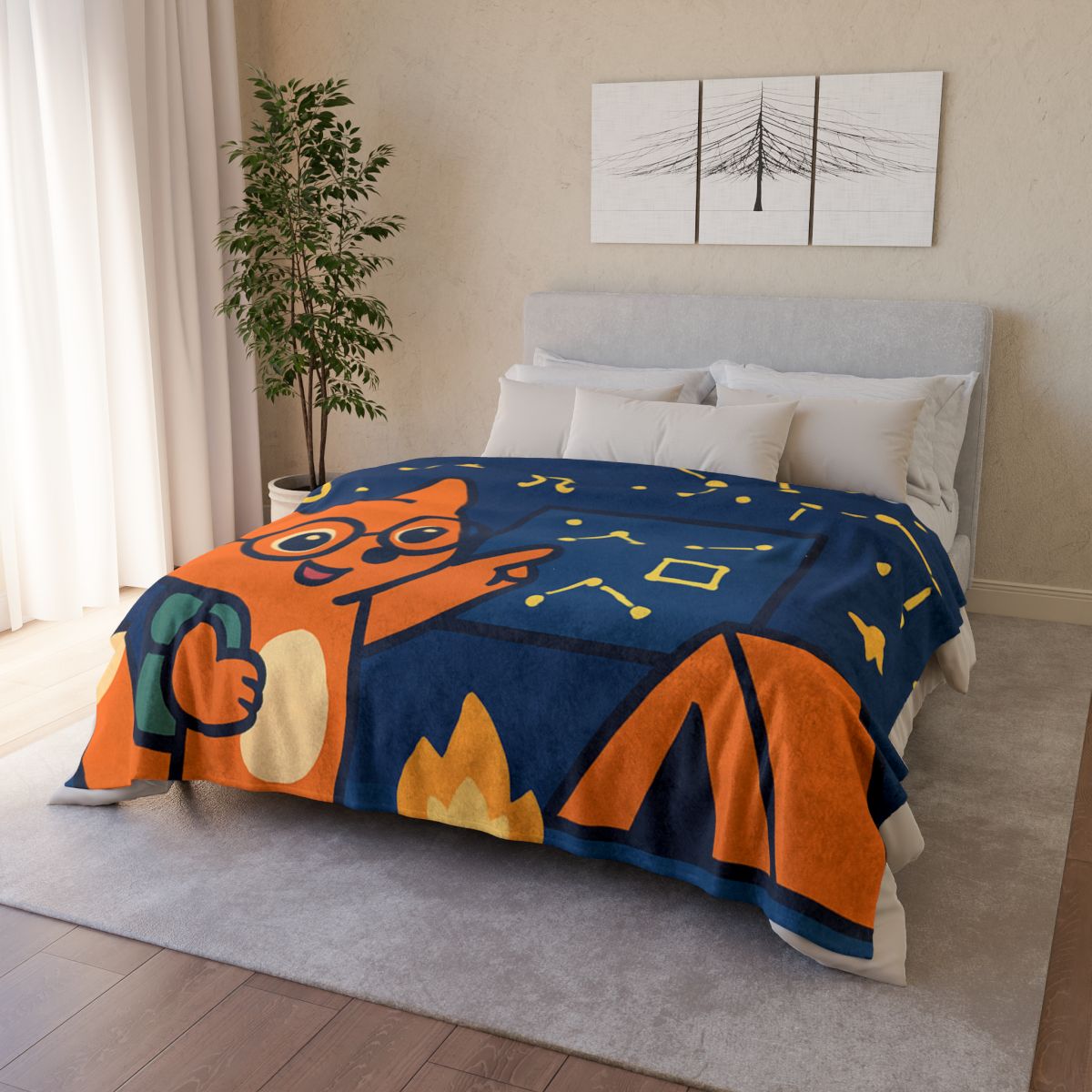 Constellation Camping With Fox Astronomer trendy patterned blankets