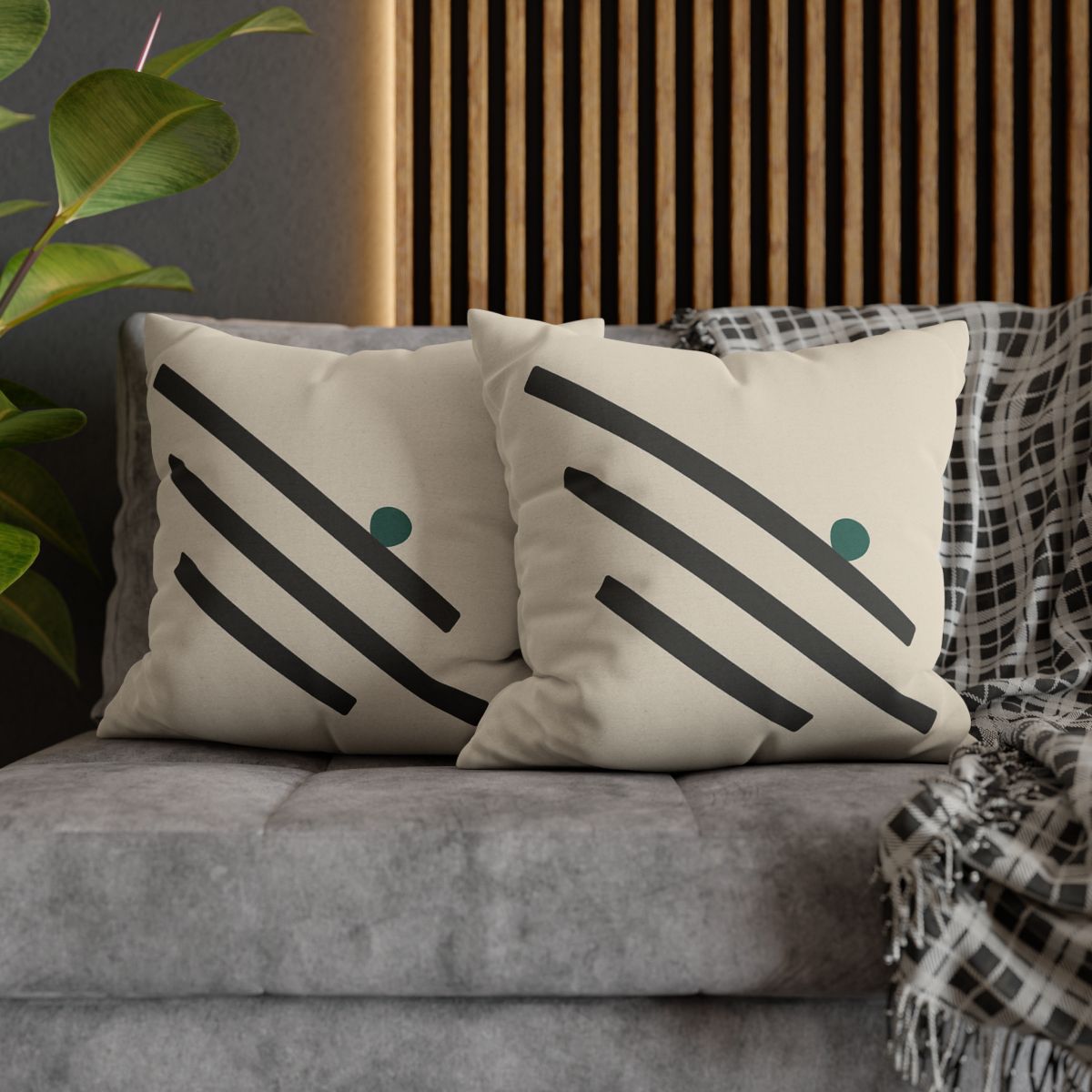 Staggered Short Bars With Quiet Dot designer print pillow cases