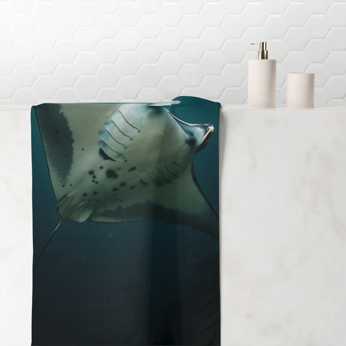 Glass Wing Manta Ray comfortable face towels