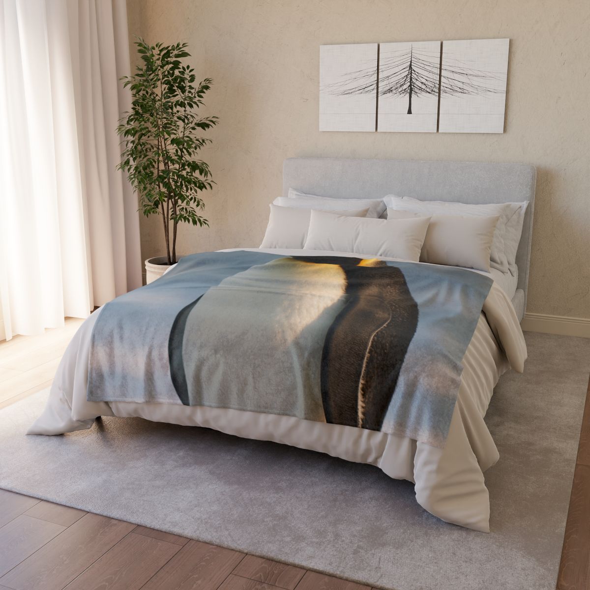 Aurora Drift Emperor Penguin stylish throw blankets