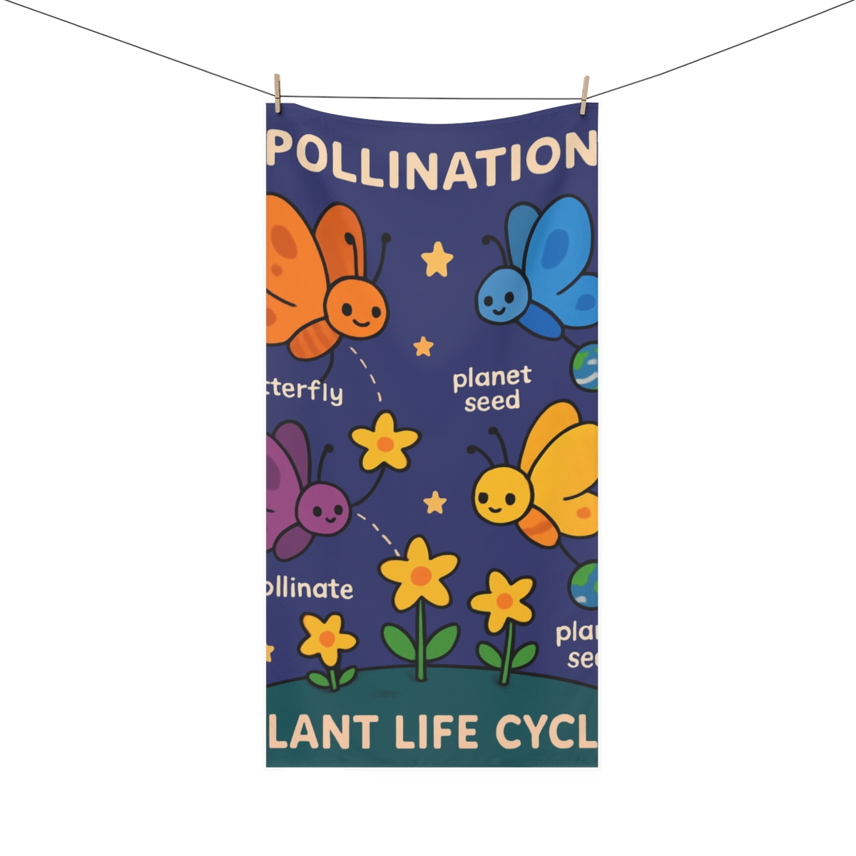 Galaxy Garden Butterflies trendy hand towels