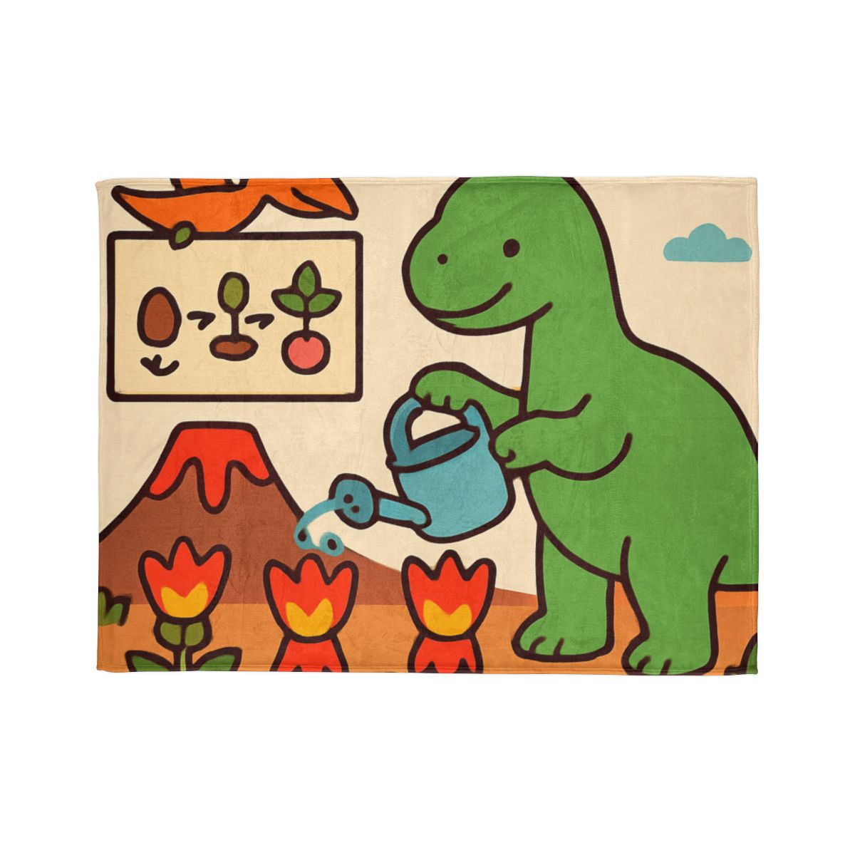 Volcano Garden Of Friendly Dinosaurs soft fleece blankets