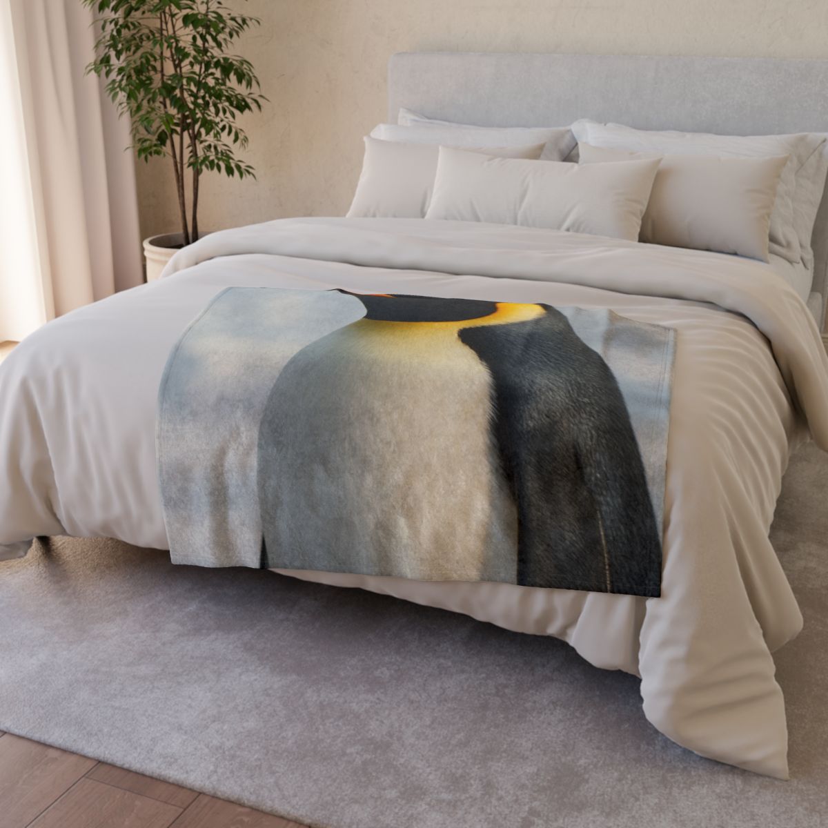 Aurora Drift Emperor Penguin personalized cozy blankets