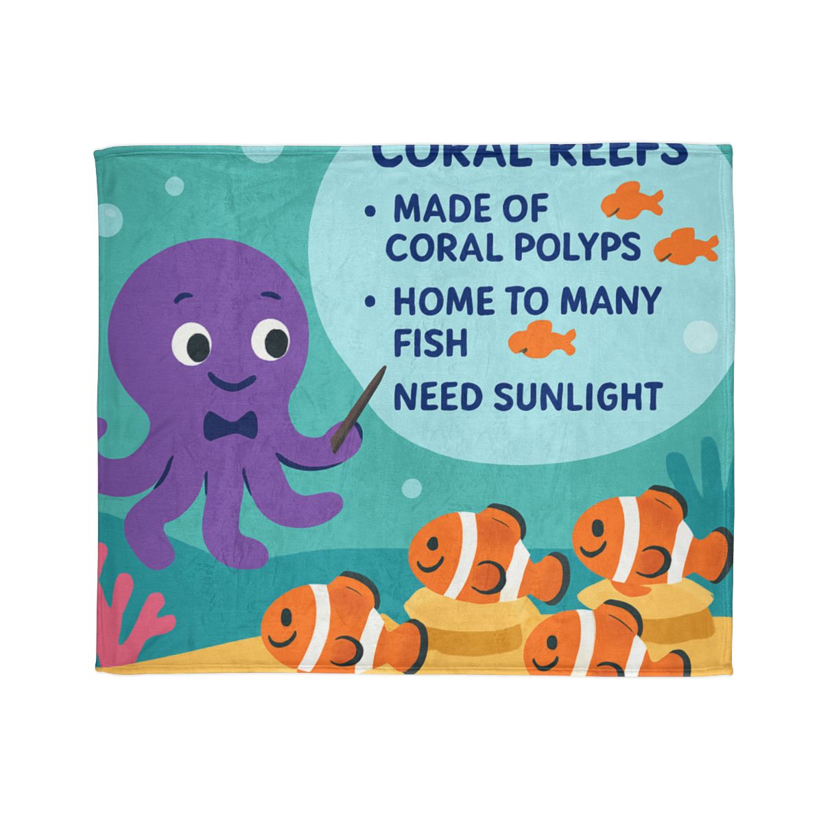 Coral Classroom With Professor Octopus warm winter blankets