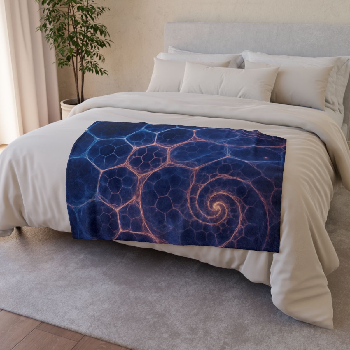 Fractal Nebula Lattice soft fleece blankets