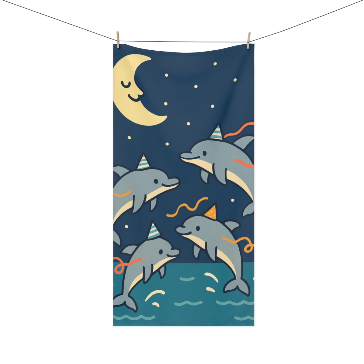 Moonlight Dolphin Parade trendy hand towels