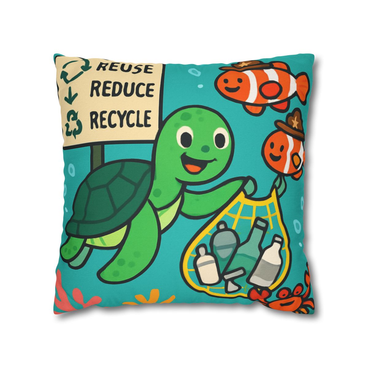 Coral Reef Recycling Rangers designer print pillow cases