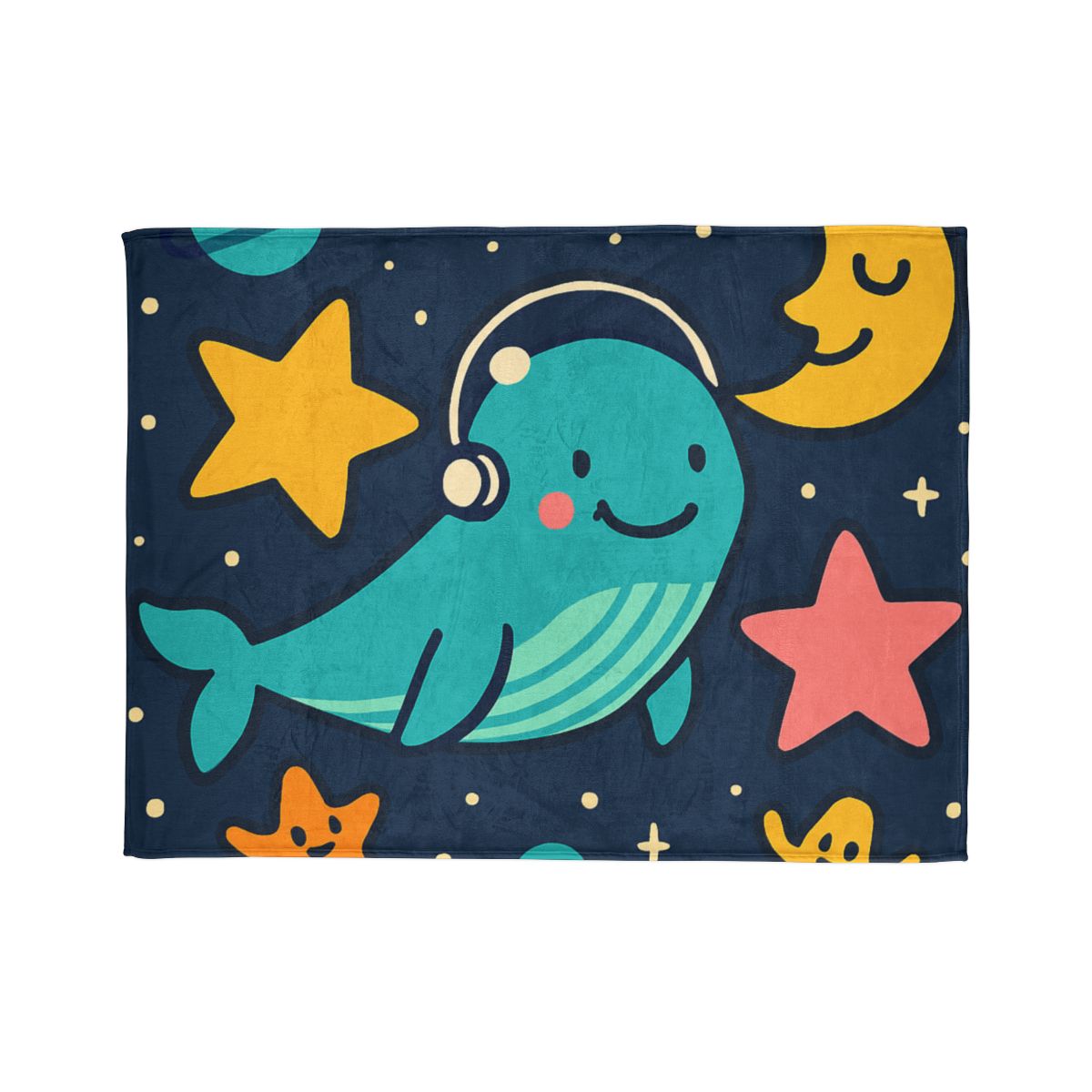 Starship Space Whale Adventure soft fleece blankets