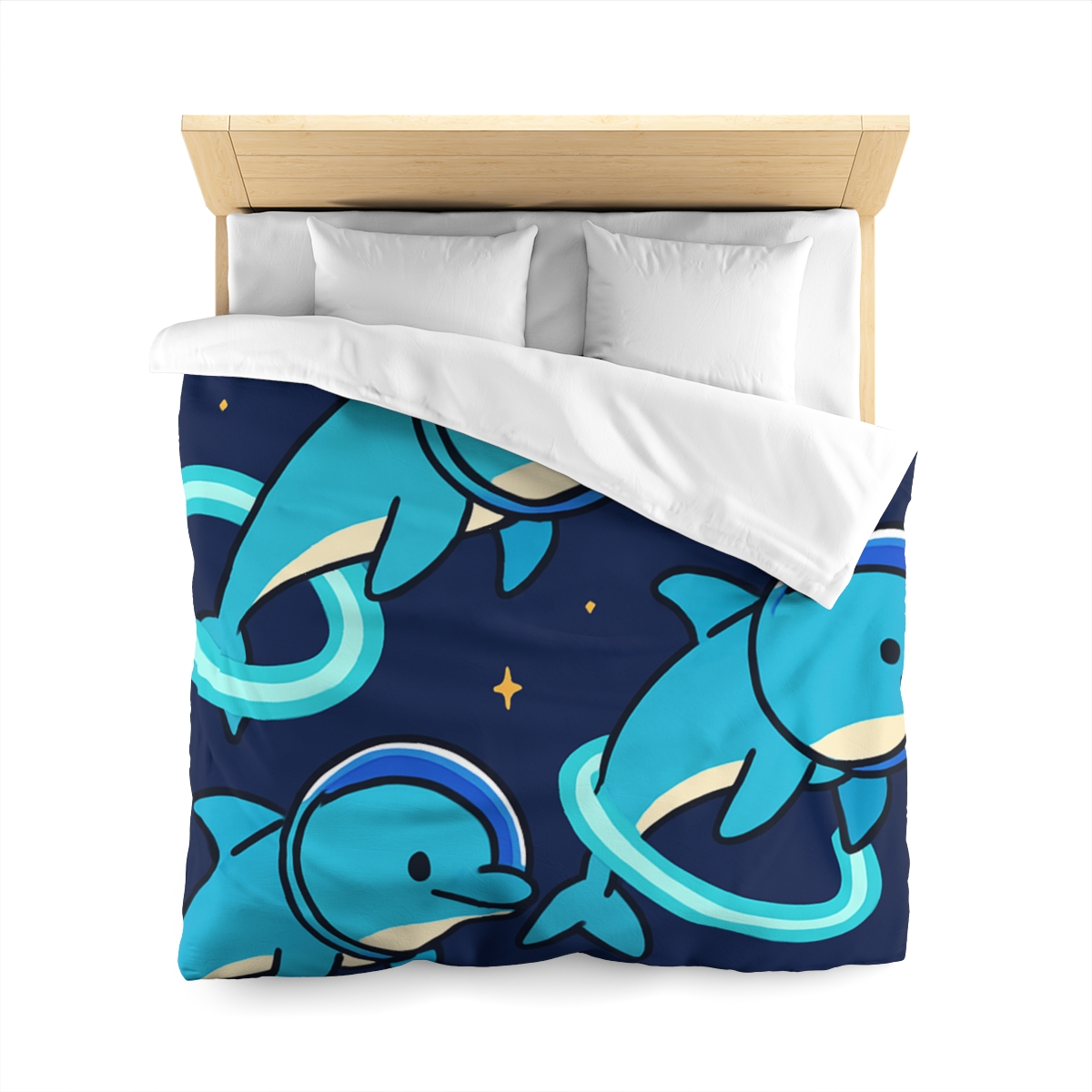 Cosmic Dolphin Playground personalized bedding duvets