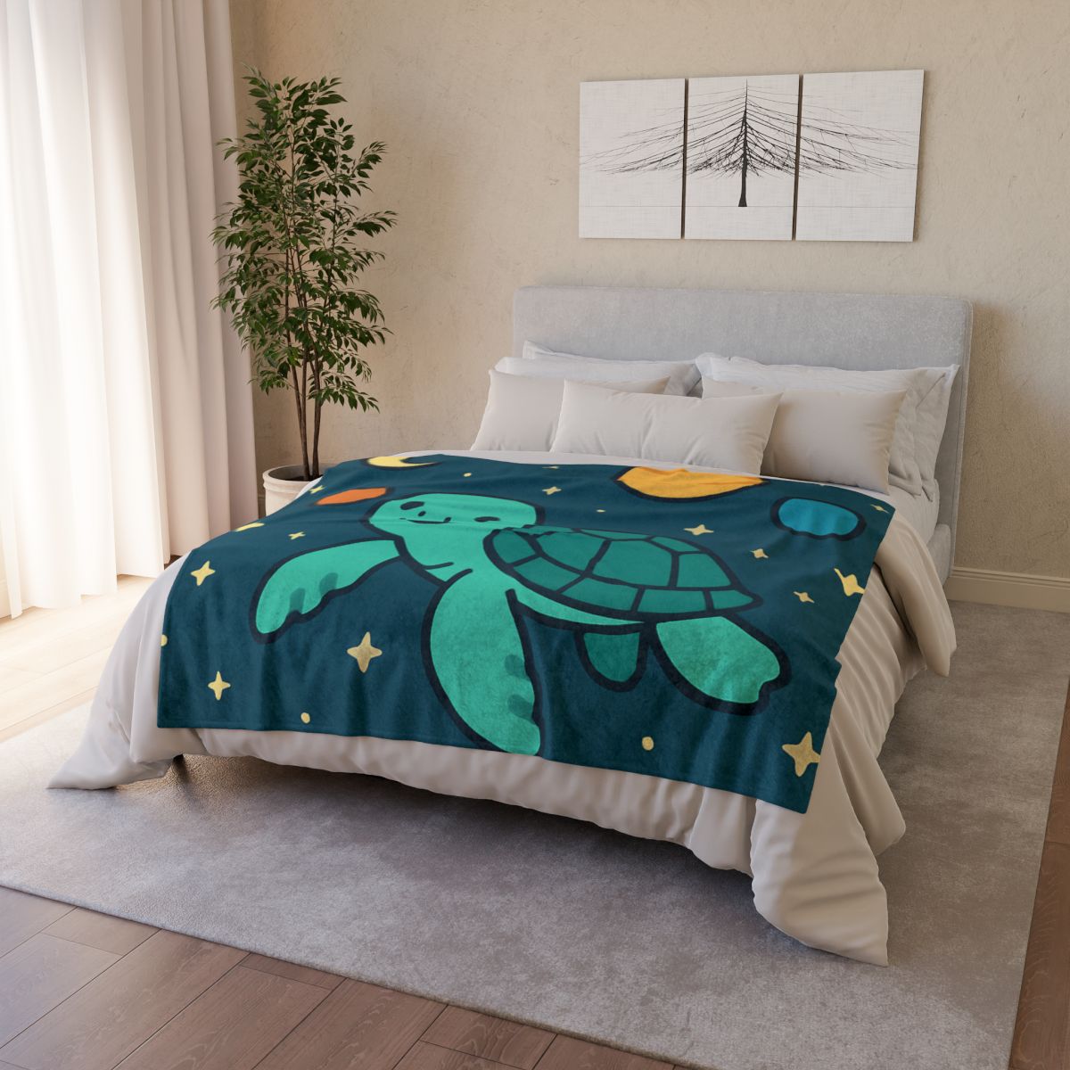 Starlit Space Turtle stylish throw blankets
