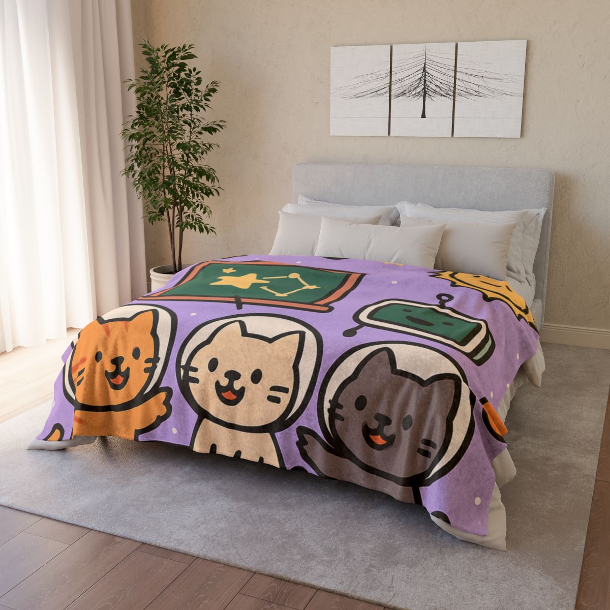 Space School Astronaut Cats designer printed blankets