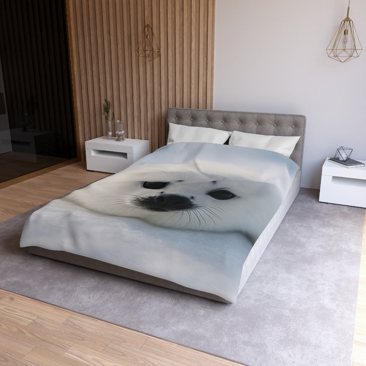 Snow Dream Harp Seal Pup unique patterned duvets