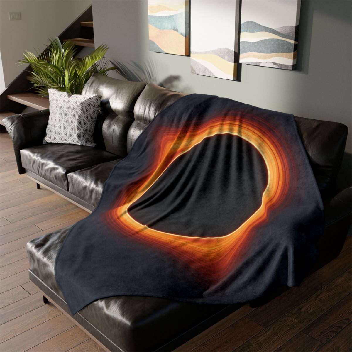 Black Hole Silhouette stylish throw blankets