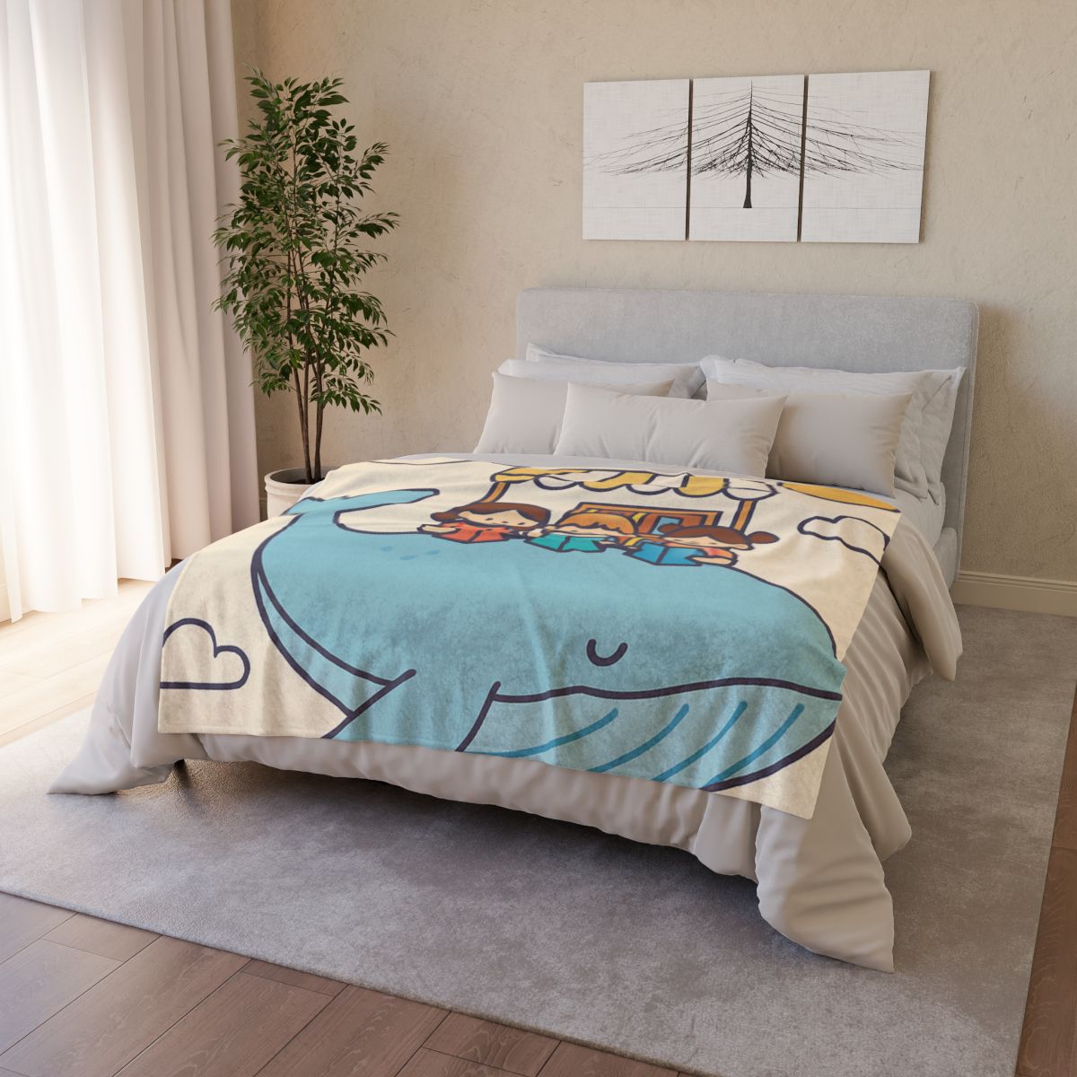 Sky Library On A Flying Whale unique gift blankets