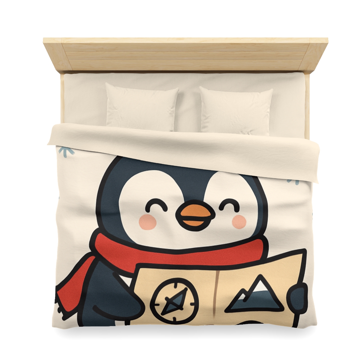 Polar Lights Penguin Map Quest designer printed duvets