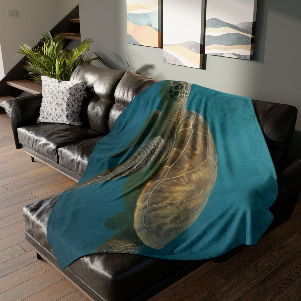 Emerald Drift Green Sea Turtle unique gift blankets