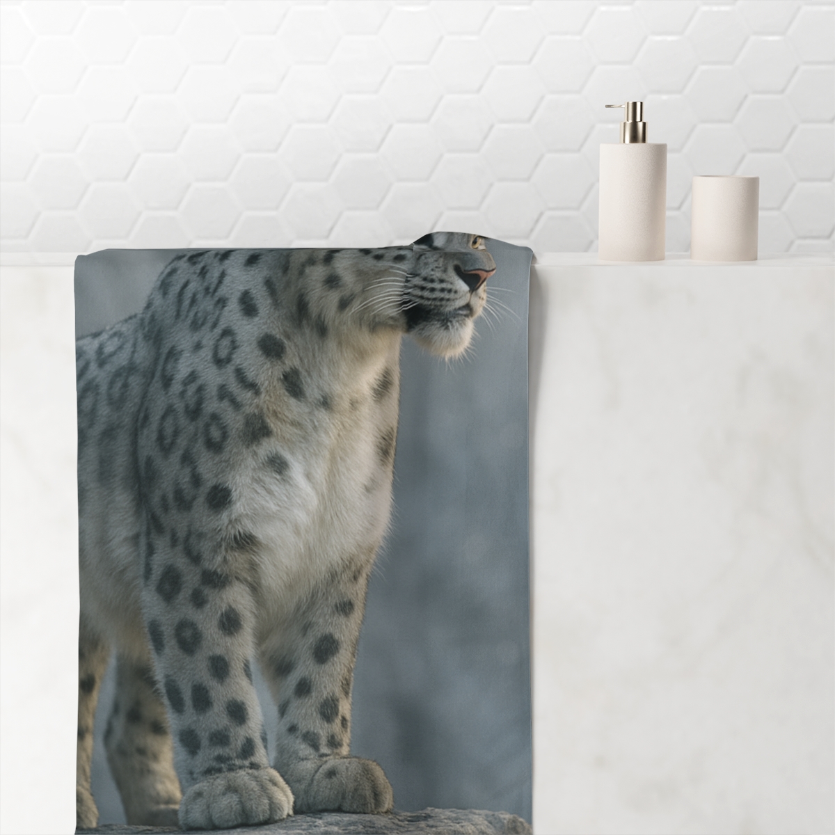 High Peak Ghost Snow Leopard trendy hand towels